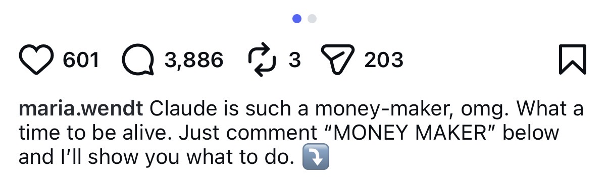 Instagram comments and engagement on Maria’s carousel