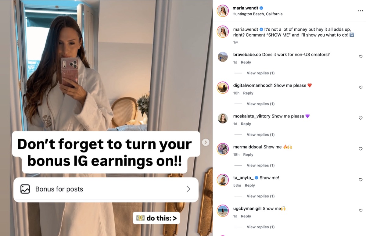 People commenting on Maria’s carousel