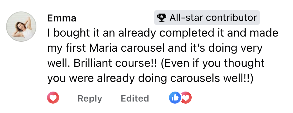 Testimonial from Emma about the carousels course