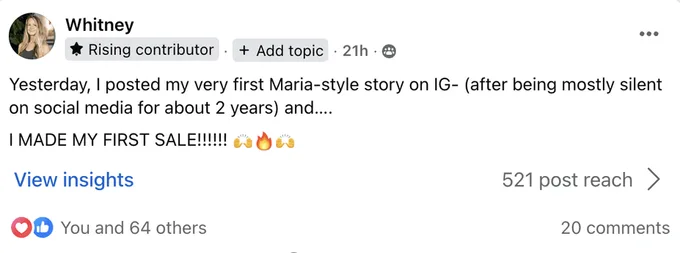 Post about making a first sale